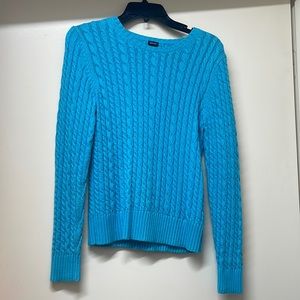 Blue cableknit sweater